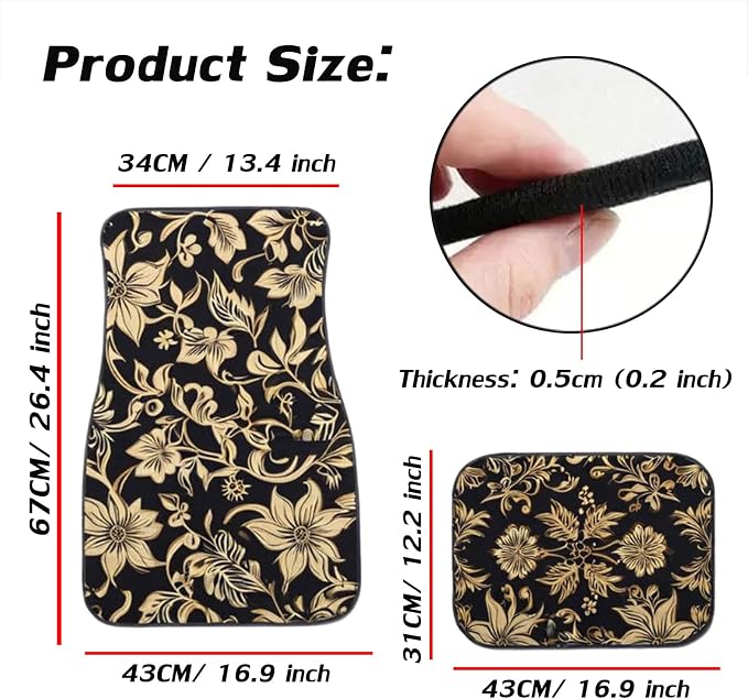 Car Floor Mats Non-Slip Automotive Floor Mats All-Weather Front Rear Car Floor Foot Mat Sets of 4 Pieces Foot Mats Rugs Carpet for Car Trucks SUV Sedans (TengWan 01)
