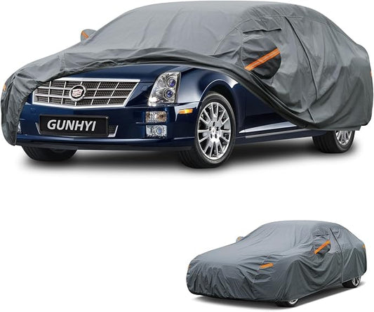 GUNHYI Premium Car Cover Custom Fit Cadillac STS, 16 Layers Heavy Duty Car Cover Waterproof All Weather with Zipper Door for Sun Rain Snow Dust Uv Protection