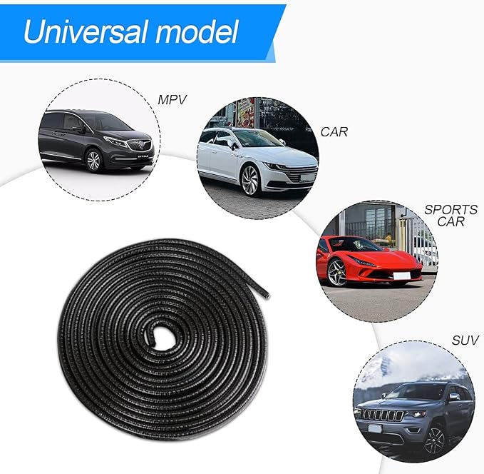 Car Door Edge Guards, 16Ft Universal Rubber Seal Protector U Shape Edge Trim Car Door Edge Protection for Most Car, Aluminum Boat Edge Guards (Black/16FT) | Universal fit, most cars/SUVs/trucks, rubber seal, press-on channel, no glue, check thick strip...
