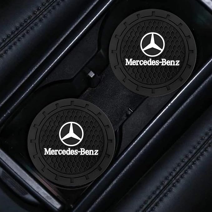 Black Silicone Car Coasters for Mercedes Benz Series Non-Slip Car Cup Holder Coasters,Car Interior Accessory for Car Cup Holder 2Pcs 2.75 Inch