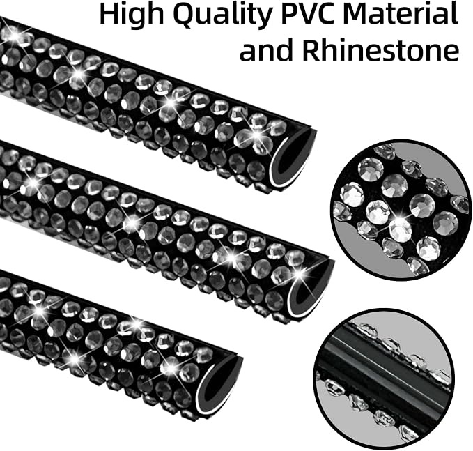 NBTEPEM Bling Car Air Conditioner Decoration Strip for Vent Outlet, 10 PCS Universal Rhinestone Car Vent Outlet Trim Decorations, Bling Interior Accessories for Women and Girls (Black)