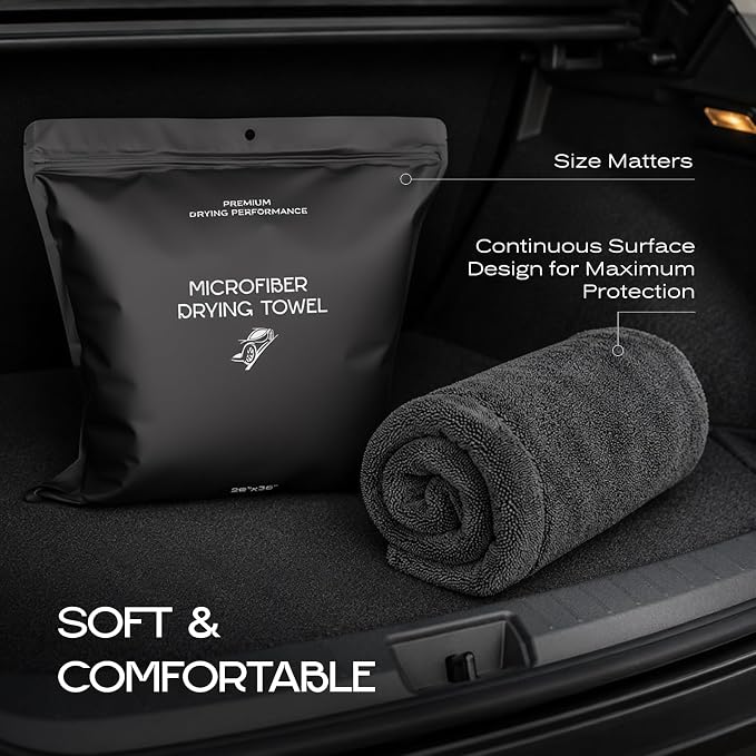 Premium Microfiber Car Drying Towel 28" х 36" 1300 GSM, Extra Large Absorbent Microfiber Towel for Cars, Trucks & SUVs, Lint Free Scratch Free Car Detailing Drying Cloth