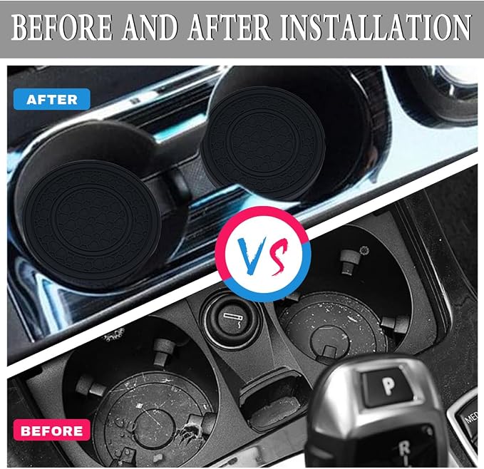 2 Pack Car Coasters for Cup Holder, 2.75 Inch Universal Auto Waterproof Coasters Silicon Insulation Cup Mats,No-Slip Anti Dust Insert Coaster for Woman Man, Suit for Vehicle Interior (2, Black)
