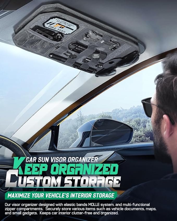 LIVANS Tactical Car Sun Visor Organizer, Fit Cars Trucks SUV Jeeps Patrols | Livans Tactical Car Sun Visor Organizer, Fit Cars Trucks Suv Jeeps Patrols