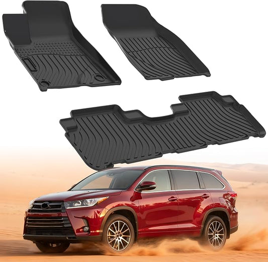 Floor Mats for Toyota Highlander 2014-2019 for 1st & 2nd Row Mats | All Weather Protection Custom Fit Floor Liners TPE Rubber Car Mats for Highlander Waterproof Anti-Slip Car Liners Accessories