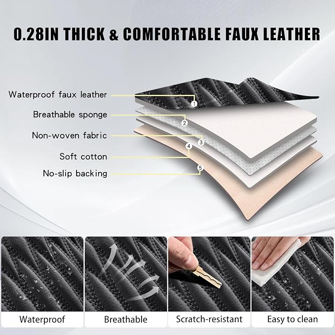 WELLDO Car Seat Covers, 5 Seats, Black-w02 | Waterproof, Scratch-Resistant, Breathable & Easy to Clean, Universal Fit for SUV Sedan Truck, Full Set