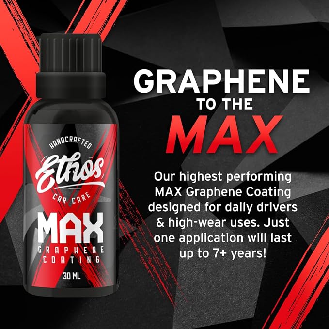 Graphene MAX Coating - Heavy Duty Protection - Graphene Ceramic Coating | 7+ Years Of Protection | Incredible Hydrophobic - Perfect for Daily Drivers (1-50ML Bottle & Prep Kit)
