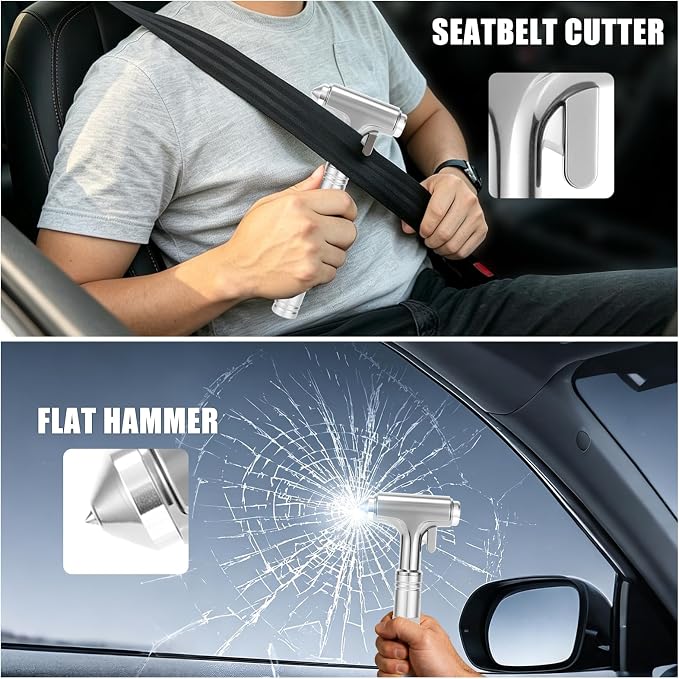 Glass Breaker, 3-in-1 Emergency Escape Tool with Seat Belt Cutter and Window Breaker