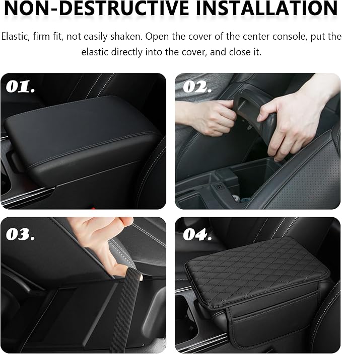 Stacool Upgraded Car Center Console Cover,Microfiber Leather Car Armrest Cover Cushion with 2 Storage Bags,Universal Car Armrest Storage Box (Turquoise)