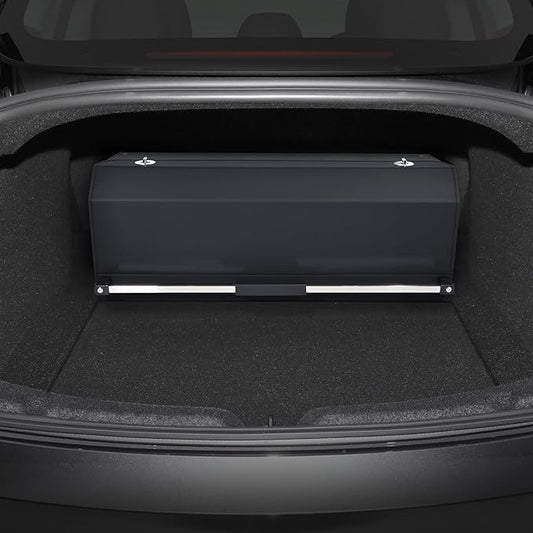 Car Trunk Organizer for 2021-2023 Tesla Model 3, Leather Sturdy Car Storage Organizer Trunk Organizer for Suv with Lid and Push-pull Handle (Black, 30.7 * 11.4 * 12.2in)