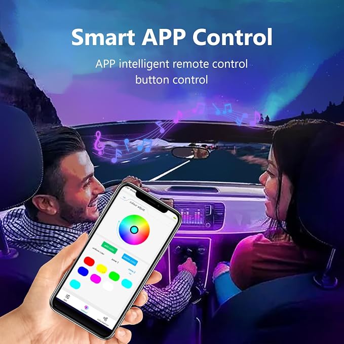 Car-Ambient-Lighting-Kit,RGB 18 in 1 256 LED with Wireless APP DIY Modes | Acrylic Interior Car LED Strip Light for Universal Cars