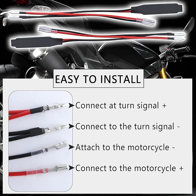 IHOTDER 4PCS Motorcycle Turn Signals LED Resistor,10W 12V Load Resistors LED Turn Signal,Universal Motorcycle Accessories Single Side Lead Decoder Resistor