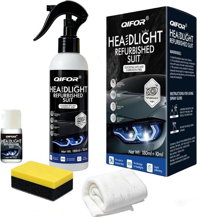 QIFOR Automotive Headlight Restoration kit - 6.76 fl oz | oxidized and yellowed automotive headlamps, blurring enhanced crystalline coating refurbisher