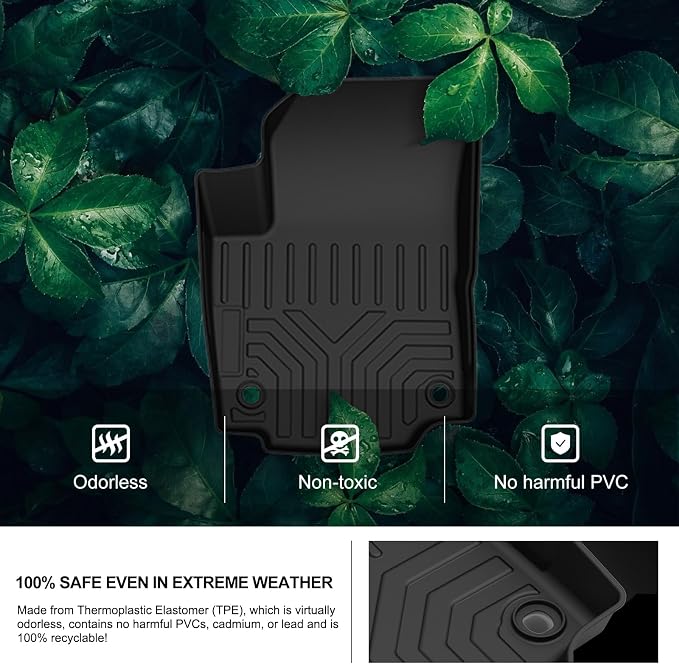 Kiwi Master Floor Mats for 2018-2024 Chevy Equinox/GMC Terrain | Custom Fit All Weather Car Mats, Heavy Duty TPE Floor Liners, Front & Rear 2 Row Set, Black
