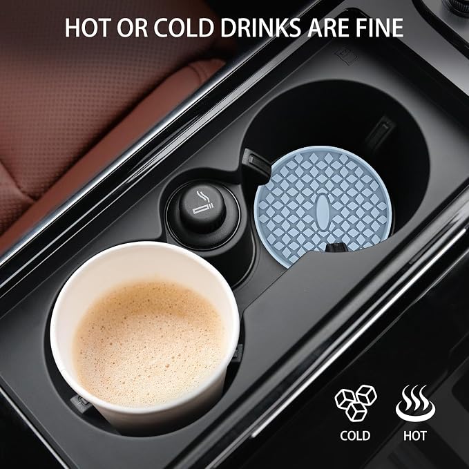 ME.FAN Car Cup Coasters [4 Pack] Silicone Car Coasters/Cup Mats, Non-Slip Recessed Car Interior Accessories Ether