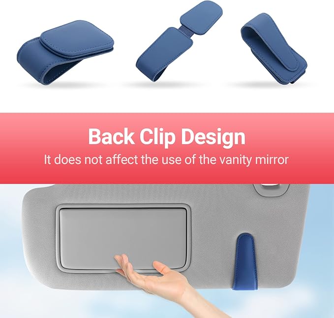 Sunglass Holder for Car Sun Visor Sunglasses Clip Car accessories -Blue | sun visor organizer, ticket card clip, eyeglass sunglasses holder, one-handed magnetic, anti-scratch, car stuff for women men
