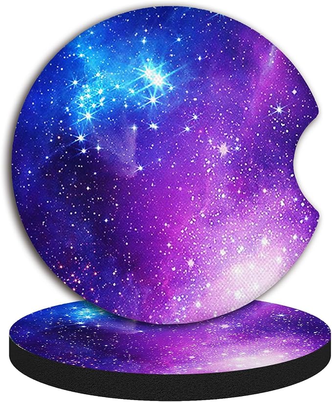 2pcs Nebula Pattern Car Cup Holder Coasters, Absorbent Drinks Coaster Mat for Cup Holders