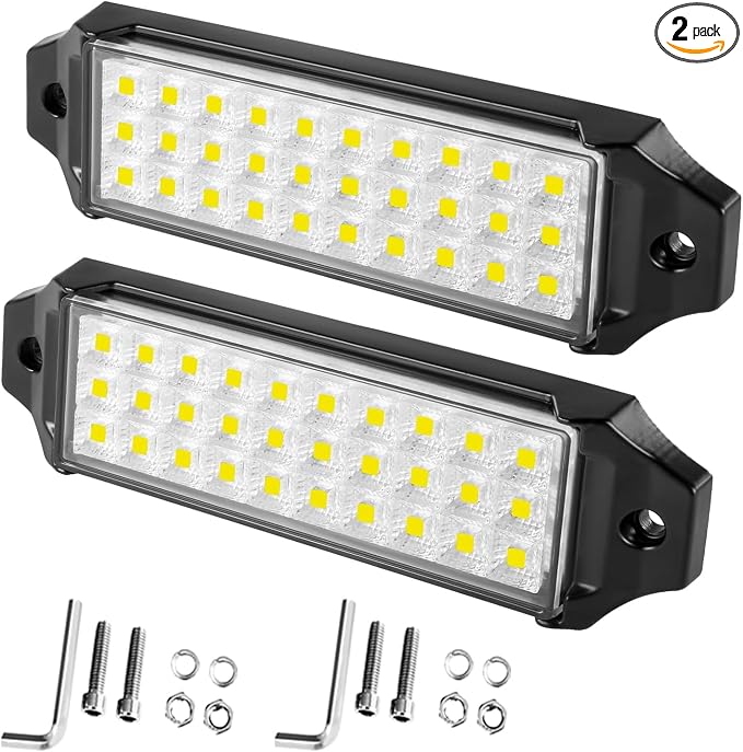 Flush Mount LED Lights Pods,7 Inch Slim 12V 24V 40W Tractor Bumper Backup Reverse Surface Off Road Driving Fog Work Flood Light Bar for Marrine,Jeep,4X4,Truck, ATV,UTV,Boat 2 Pack