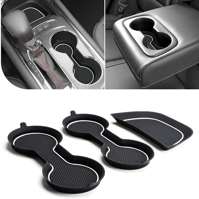 Auovo Cup Holder Inserts Coaster Compatible with Chevy Malibu Accessories 2017 2018 2019 2020 2021 2022 2023 2024 2025 Silicone Cup Mat Pad Car Interior Decoration (3-pcs kit, White)