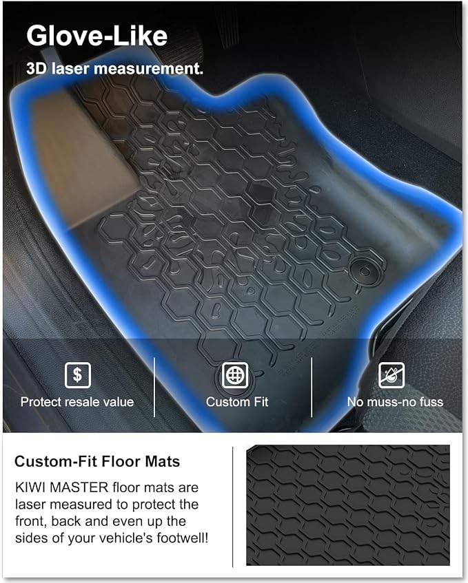 Kiwi Master Floor Mats & Cargo Mat for 2015-2023 Jeep Renegade | OEM Replacement 82214194 82214195, Custom Fit All Weather Car Mats, Heavy Duty TPE Floor Liners, Front Rear Trunk Set, Black