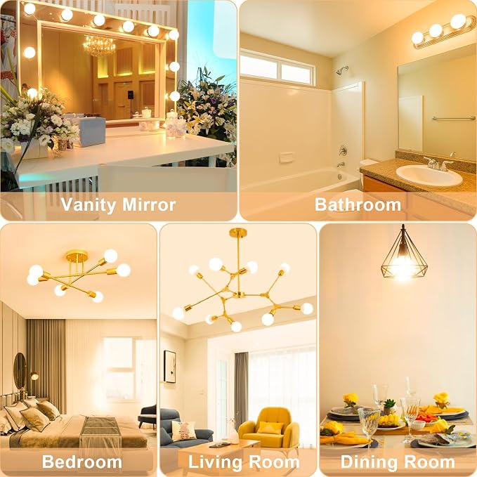 20 Pack Bathroom Light Bulbs, 2700K Warm White E26 LED Globe Bulbs, 60W Equivalent , G25 LED Vanity Light Bulb Perfect for Bathroom Makeup Mirror, Eye-Friendly CRI85+, 120V, 500Lumens, Non-dimmable
