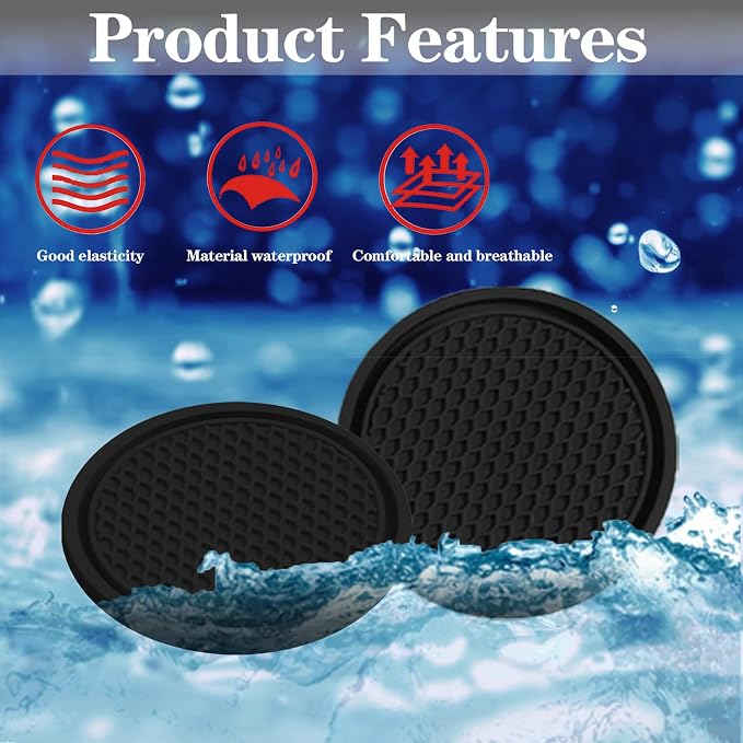 4-Piece Car Cup Holder Inserts, 2.75In PVC Anti-Slip, Honeycomb Waterproof Fixed Tea Coasters, Universal for Vehicle Interior Cup Mats (Black)