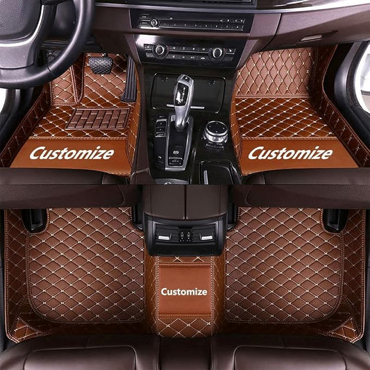 Custom Fit Car Floor Mats - Full Coverage Automotive Leather Floor Liners for Most Vehicles by MingyunSM (Brown)