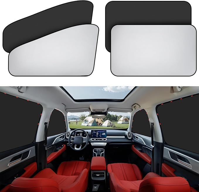 ZATOOTO Side Window Sunshade for Protecting Privacy,Magnetic Universal Fit | Black Side for Heat Absorption & Privacy,Silver Side for Sun Reflection & Cooling,Magnetic Quick & Effortless Installation