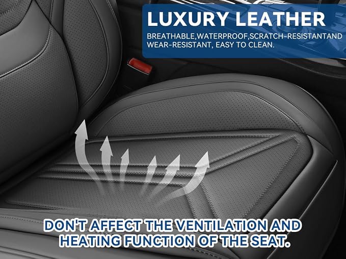 Car Seat Covers Front Seats Gray, Premium Leather Car Seat Covers, Waterproof and Breathable Seat Covers, Universal Car Seat Protector Fit for Cars, Trucks, SUVs, Pick-ups