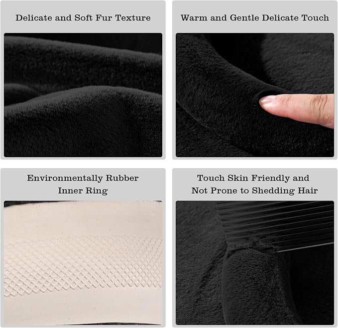 Furry Warm Steering Wheel Cover, Universal 14.5-15 Inch Winter Plush Warm Steering Wheel Cover, Soft Fluffy, Anti-Slip Design, Soft Texture (Black)