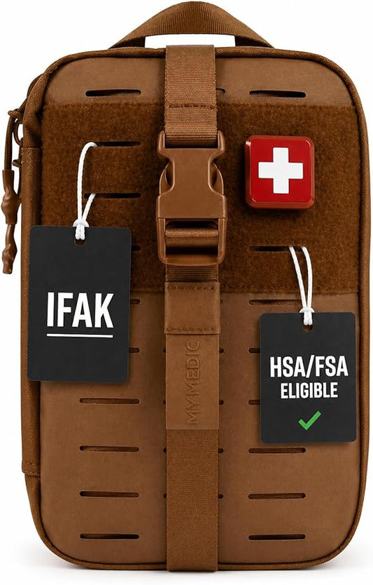 MY MEDIC MyFAK Standard Tactical IFAK & AFAK First Aid Kit - HSA FSA Items - Built in USA - Military Medic Bag, Combat Med Kit & Medkit with Medical Supplies - Molle Bag for Tactical Operators, Coyote