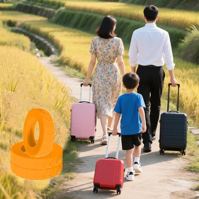 8 Pcs Luggage Wheel Covers, Anti-Noise, Fits 2-2.4" suitcase wheel, Orange | suitcase wheel covers, Widened & Thickened Silicone, Anti-Noise & Scratch-Proof, Fits 2-2.4" Carry-On Luggage Wheels
