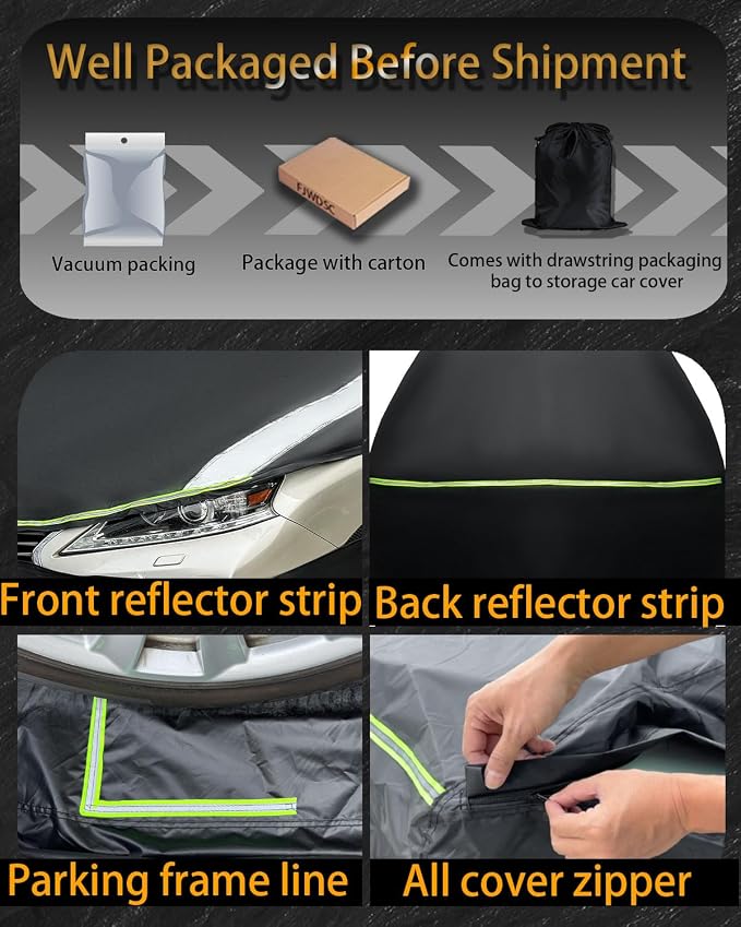 Full Enclosed SUV Car Cover Universal Fit Wrangler 4 Door/Grand Cherokee,Outback,BMW X5,Lexus RX350,Model y,Equinox,Edge,4Runner/Highlander,Pilot,Audi Q5,Infiniti QX50/55/70,Macan/Cayenne,MDX