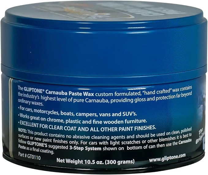Gliptone Carnauba Paste Wax, Original Brazilian Carnauba Formula for Maximum Surface Protection and Long-Lasting Brilliant Shine, Easy Apply & Remove, 10.5 Oz | Original Brazilian Carnauba Formula, Maximum Surface Protection, Long-Lasting Brilliant Shi...