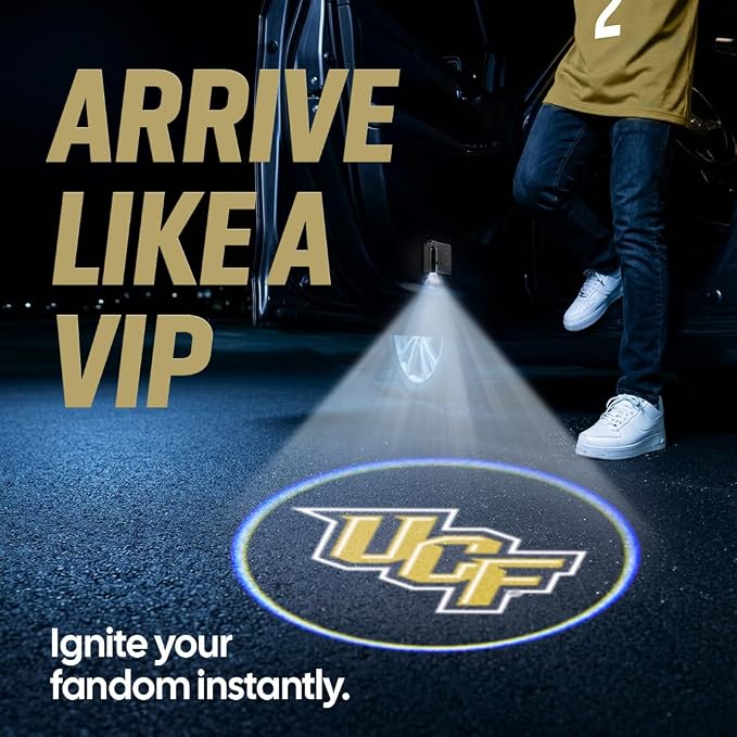 Sporticulture American Football Central Florida Knights Car Door Lights Logo Shadow Display - Officially Licensed NCAA Car Accessories - Show Your Team Pride - Battery Powered, Universal Fit