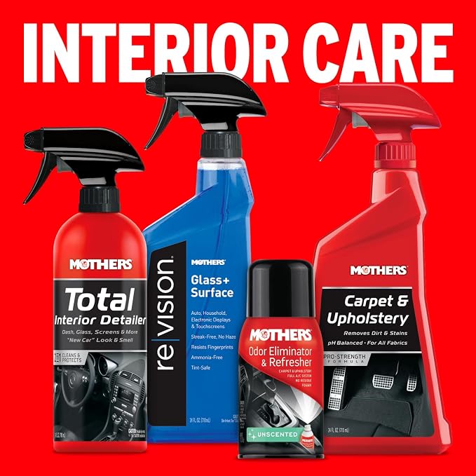 Mothers Total Interior Detailer, 24 oz. (05434) | Cleans & Protects Dash, Glass, Screens, Ammonia-Free Formula Removes Dirt, Oily Film & Fingerprints, No Streaks or Residue