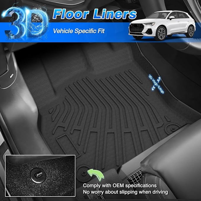 Cartist Floor Mats and Cargo Liner Fit for Audi Q3 2019 2020 2021 2022 2023 2024 2025 All Weather Floor Mat Q3 Accessories Heavy Duty Carpet Protection