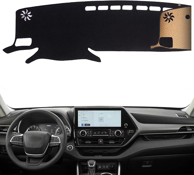 Dash Cover, Anti-Glare, Sun Protection, Dustproof, UV-Proof, Dashboard Covers, Interior Car Accessorie Fit for 2020 2021 2022 2023 2024 to-yota Highlander (Not Fit w/HUD Models), Black