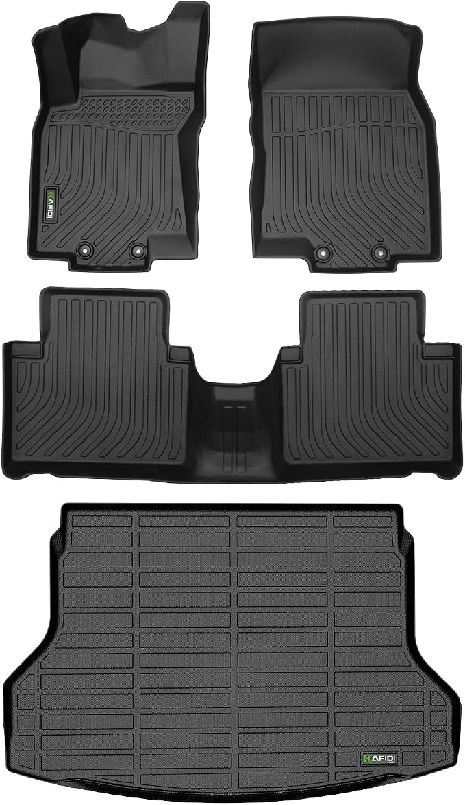 HAFIDI® All Weather Floor Liners & Cargo Mats Fit for Nissan Rogue 2014-2020 (Not Sport) Car Mats for Nissan Rogue Mats TPE Anti-Slip Protection Automotive Full Set Custom Accessories - Black