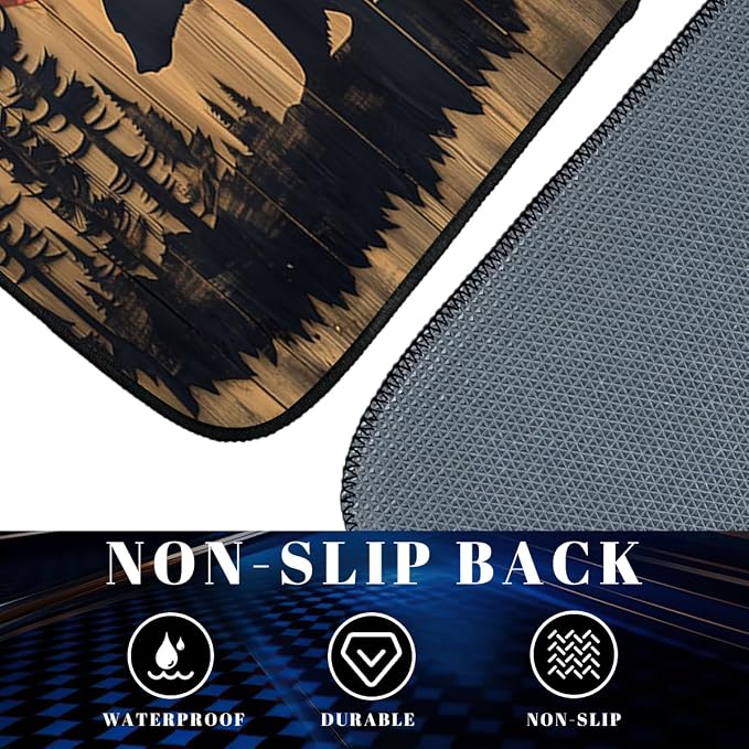 Bear Car Floor Mats Set of 4 Mountain Sunset Forest Silhouette Rustic Automotive Foot Mats Rugs Carpet for Car Non-Slip Auto Car Accessories Universal Fit Car Accessories for Truck