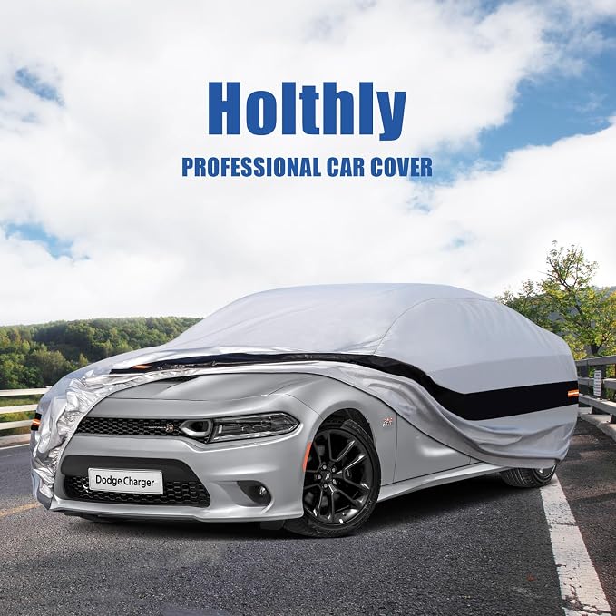 10 Layers Car Cover Custom Fit for Dodge Charger (2006-2024) Waterproof All Weather for Automobiles, Outdoor Full Cover Rain Sun UV Protection.Silver