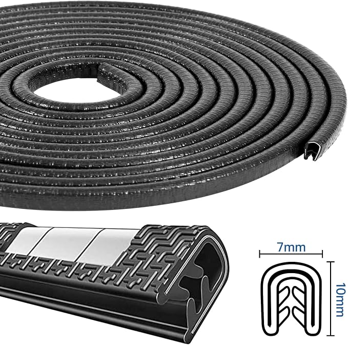 Car Door Edge Guards 32Ft(10M) Universal Rubber U Shape Edge Trim Car Door Protector Edge Guards Rubber Seal Protector for Most Car Rucks SUV Installation, No Glue Required, Black