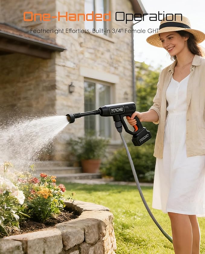 Cordless Pressure Washer, Electric Power Washer with 2x4.0Ah Batteries, Portable Lightweight Car Washer Gun with 6-in-1 Nozzle, Foam Pot, Handheld Power Cleaner for Car, Garden, Patio & Fence