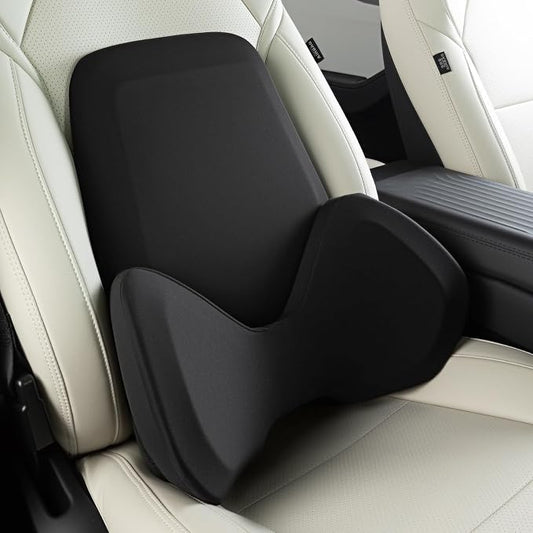 BEBAS Ergonomic Lumbar Support Pillow for Car, Memory Foam Back Support for Lower Back Pain Relief, Detachable Lumbar Cushion for Driving, Extended Lumbar Pillow for Car Seat, Office Chair -Black