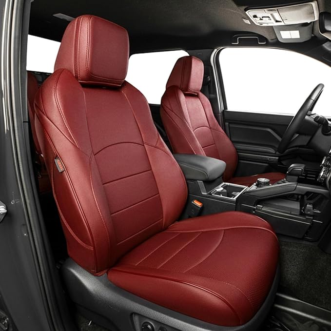 EKR Car Seat Covers Custom Fit for Toyota 4Runner(7 Seats) Full Set | for Toyota 4 Runner 2010-2024 Seat Covers for SUV,Full Wrap,Airbag Compatible,Waterproof Pet-resistant,Faux Leather(Burgundy)