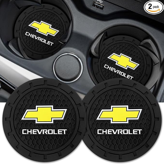 Car Cup Holder Coaster for Chevrolet Series Recessed Silicone Cupholder Coaster Interior Accessories 2.75in 2Pieces Black