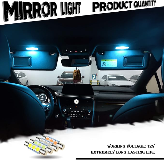iBrightstar 6614F LED Bulbs, 29mm 6612F Super Bright Car Visor Vanity Mirror Led Bulbs for Vanity Mirror Lights and Sun Visor Lights, Ice Blue