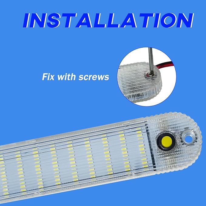 12V Led Interior Light Bar with ON/Off Switch 6500K White 11Inch, 2 Packs | 72Led 12V 24V for Enclosed Cargo Trailer RV Van Truck Lorry Camper Caravan Motorhome