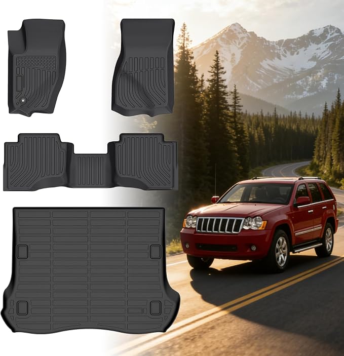 Floor Mats for Jeep Grand Cherokee 2005 2006 2007 2008 2009 2010 | Grand Cherokee WK Laredo, Limited, Summit Floor Mats, TPE Summer Winter Non-Slip Floor Liners Car Accessories