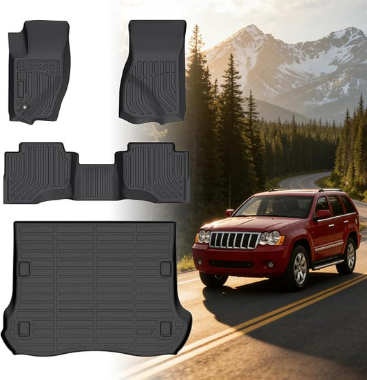 Floor Mats for Jeep Grand Cherokee 2005 2006 2007 2008 2009 2010 | Grand Cherokee WK Laredo, Limited, Summit Floor Mats, TPE Summer Winter Non-Slip Floor Liners Car Accessories